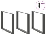 vidaXL Nohy k jedálenskému stolu v tvare U, 3 ks, antracitové, 100 x (72-73) cm, oceľ – Obrázok 3