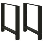 vidaXL Nohy k jedálenskému stolu, čierne, 2 ks, 80 x (72-73) cm, oceľové