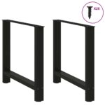 vidaXL Nohy k jedálenskému stolu, čierne, 2 ks, 80 x (72-73) cm, oceľové – Obrázok 3