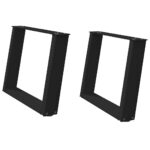 vidaXL Stolové nohy na konferenčný stolík v tvare U 2 ks čierny oceľ – Obrázok 2