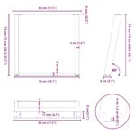 VidaXL Nohy jedálenského stola v tvare U 2 ks čierny 80x(72-73) cm – Obrázok 9