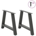 vidaXL Nohy konferenčného stolíka v tvare A, 2 ks, antracitové, 60 x (42-43) cm, oceľ – Obrázok 3