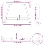 vidaXL Nohy konferenčného stolíka v tvare A, 2 ks, antracitové, 70 x (42-43) cm, oceľ – Obrázok 10