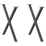 VidaXL Nohy jedálenského stola v tvare X 2 ks antracitový 70x(72-73)cm