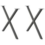 vidaXL Nohy k jedálenskému stolu v tvare X, 2 ks, antracitové, 90 x (72-73) cm, oceľ