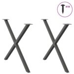 vidaXL Nohy k jedálenskému stolu v tvare X, 2 ks, antracitové, 90 x (72-73) cm, oceľ – Obrázok 3