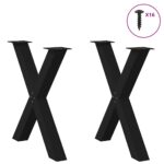 vidaXL Nohy k jedálenskému stolu v tvare X, 2 ks, čierne, 80 x (72-73) cm, oceľové – Obrázok 3