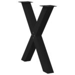 vidaXL Nohy k jedálenskému stolu v tvare X, 2 ks, čierne, 80 x (72-73) cm, oceľové – Obrázok 4