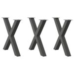 vidaXL Nohy k jedálenskému stolu v tvare X, 3 ks, antracitové, 80 x (72-73) cm, oceľ