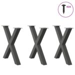 vidaXL Nohy k jedálenskému stolu v tvare X, 3 ks, antracitové, 80 x (72-73) cm, oceľ – Obrázok 3