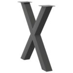 vidaXL Nohy k jedálenskému stolu v tvare X, 3 ks, antracitové, 80 x (72-73) cm, oceľ – Obrázok 4