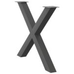 vidaXL Nohy k jedálenskému stolu v tvare X, 3 ks, antracitové, 90 x (72-73) cm, oceľ – Obrázok 4