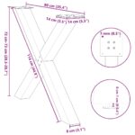 vidaXL Nohy k jedálenskému stolu v tvare X, 3 ks, antracitové, 90 x (72-73) cm, oceľ – Obrázok 10