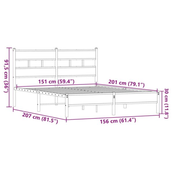 vidaXL Posteľný rám bez matraca hnedý dub 150x200 cm kompozitné drevo – Obrázok 9