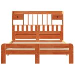 vidaXL Posteľ s knižnicou bez matraca vosková 160x200 cm borovica – Obrázok 4