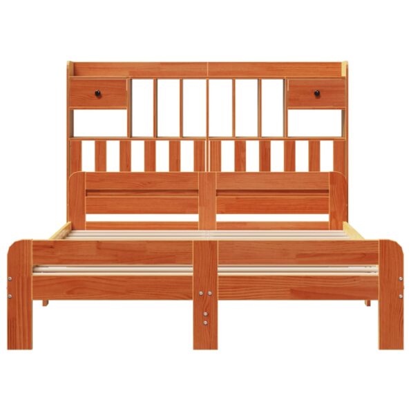 vidaXL Posteľ s knižnicou bez matraca vosková 160x200 cm borovica – Obrázok 4