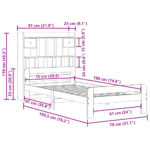 vidaXL Posteľ s knižnicou bez matraca vosková 75x190 cm borovica – Obrázok 11