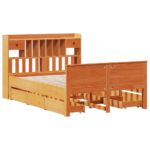 vidaXL Posteľ s knižnicou bez matraca vosková 150x200 cm borovica – Obrázok 3