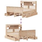 vidaXL Posteľ s knižnicou bez matraca 140x190 cm borovicový masív – Obrázok 12