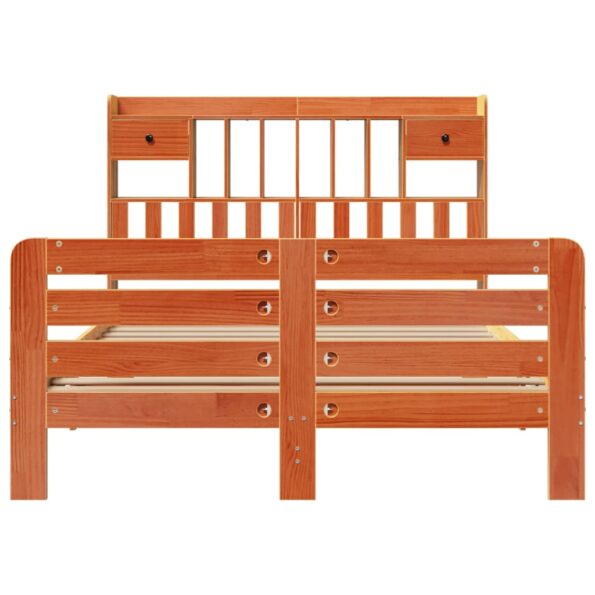 vidaXL Posteľ s knižnicou bez matraca vosková 160x200 cm borovica – Obrázok 4