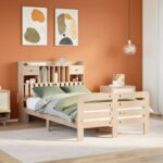 vidaXL Posteľ s knižnicou bez matraca biela 135x190cm borovicový masív