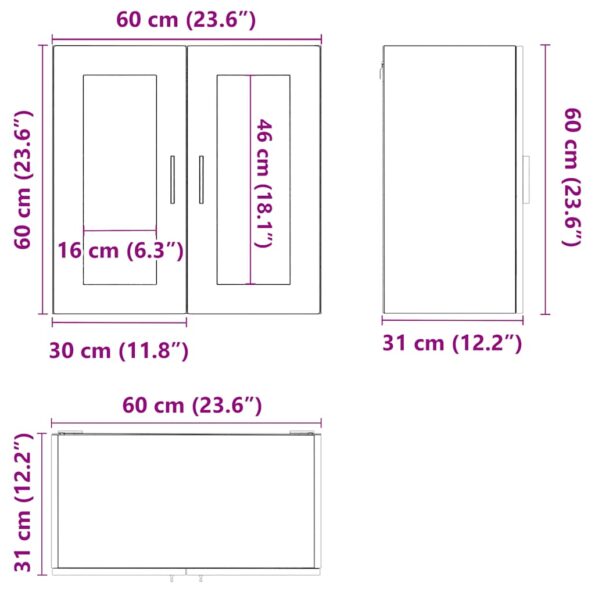 vidaXL Kuchynská nástenná skrinka so sklenenými dvierkami Porto – Obrázok 12