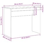 vidaXL Písací stôl, staré drevo 90x40x72 cm, kompozitné drevo – Obrázok 9