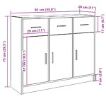 vidaXL Komoda staré drevo 91x28x75 cm kompozitné drevo – Obrázok 10