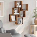 vidaXL Nástenná polica kocky staré drevo 78x15x93 cm kompozitné drevo – Obrázok 3
