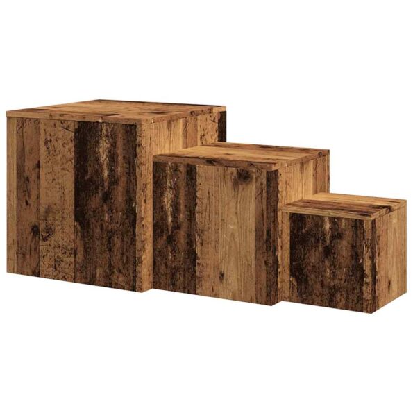 vidaXL Príručné stolíky 3 ks staré drevo kompozitné drevo – Obrázok 7