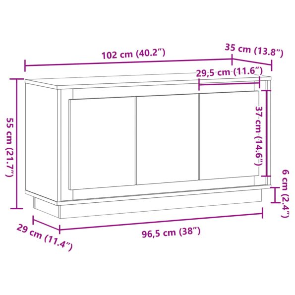 vidaXL Komoda staré drevo 102x35x55 cm kompozitné drevo – Obrázok 9