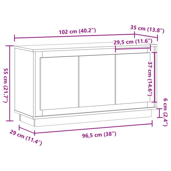 vidaXL Komoda, remeselnícky dub, 102x35x55 cm, umelé drevo – Obrázok 9