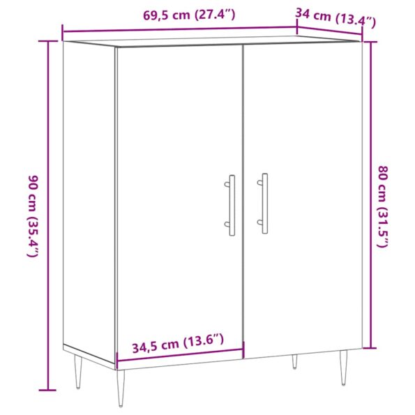 vidaXL Komoda staré drevo 69,5x34x90 cm kompozitné drevo – Obrázok 10