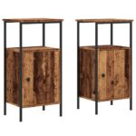 vidaXL Nočné stolíky 2 ks staré drevo 41x31x80 cm kompozitné drevo – Obrázok 2