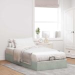 vidaXL Osmanský rám postele bez matraca svetlosivá 100x200 cm zamat – Obrázok 3