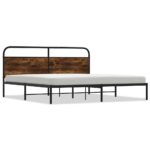 vidaXL Kovový posteľný rám bez matraca dymový dub 193x200 cm – Obrázok 2