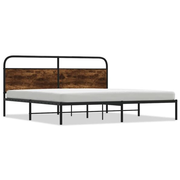 VXL8721158549051_a_en_hd_1.jpg vidaXL Kovový posteľný rám bez matraca dymový dub 193x200 cm – Obrázok 2