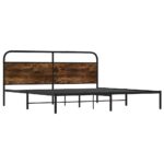 vidaXL Kovový posteľný rám bez matraca dymový dub 193x200 cm – Obrázok 3