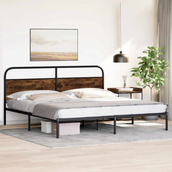 VXL8721158549051_g_en_hd_2.jpg vidaXL Kovový posteľný rám bez matraca dymový dub 193x200 cm – Obrázok 4