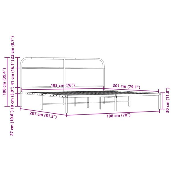 VXL8721158549051_g_en_hd_7.jpg vidaXL Kovový posteľný rám bez matraca dymový dub 193x200 cm – Obrázok 9