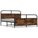 vidaXL Kovový posteľný rám bez matraca dymový dub 160x200 cm – Obrázok 2