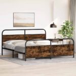 vidaXL Kovový posteľný rám bez matraca dymový dub 183x200 cm – Obrázok 4