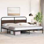 vidaXL Kovový posteľný rám bez matraca hnedý dub 193x200 cm – Obrázok 4