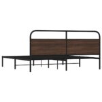 vidaXL Kovový posteľný rám bez matraca hnedý dub 193x200 cm – Obrázok 7