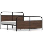 vidaXL Kovový posteľný rám bez matraca hnedý dub 160x200 cm – Obrázok 2