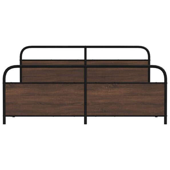 vidaXL Kovový posteľný rám bez matraca hnedý dub 180x200 cm – Obrázok 5
