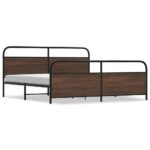 vidaXL Kovový posteľný rám bez matraca hnedý dub 193x200 cm – Obrázok 2