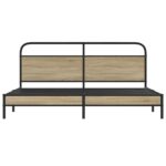 vidaXL Kovový posteľný rám bez matraca dymový dub 180x200 cm – Obrázok 5