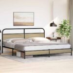 vidaXL Kovový posteľný rám bez matraca dub sonoma 183x213 cm – Obrázok 4