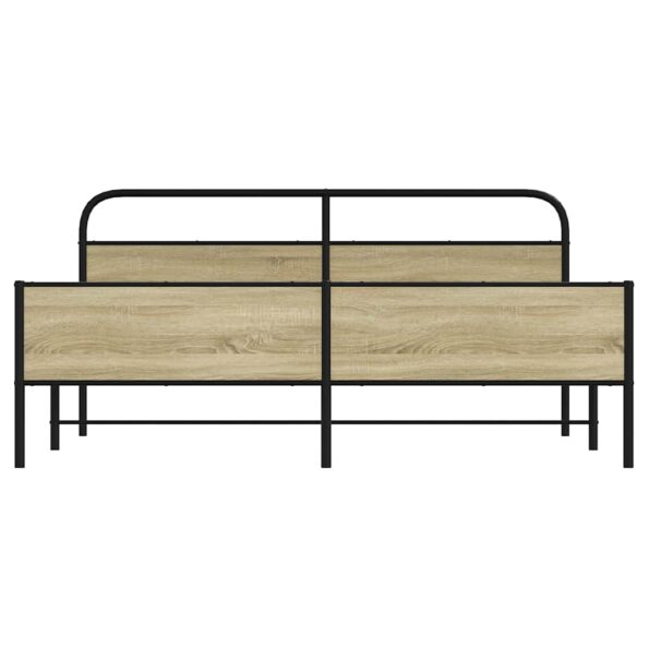 vidaXL Kovový posteľný rám bez matraca dub sonoma 183x213 cm – Obrázok 5